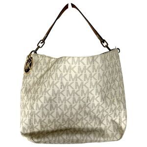 Michael Kors Fulton Medium Shoulder Bag Cream Monogram – Read Description